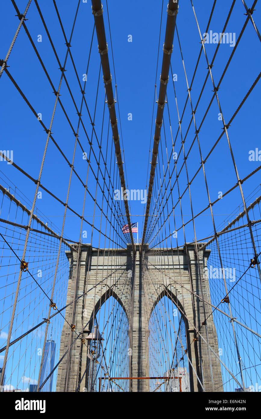 Die Brooklyn Bridge. Stockfoto