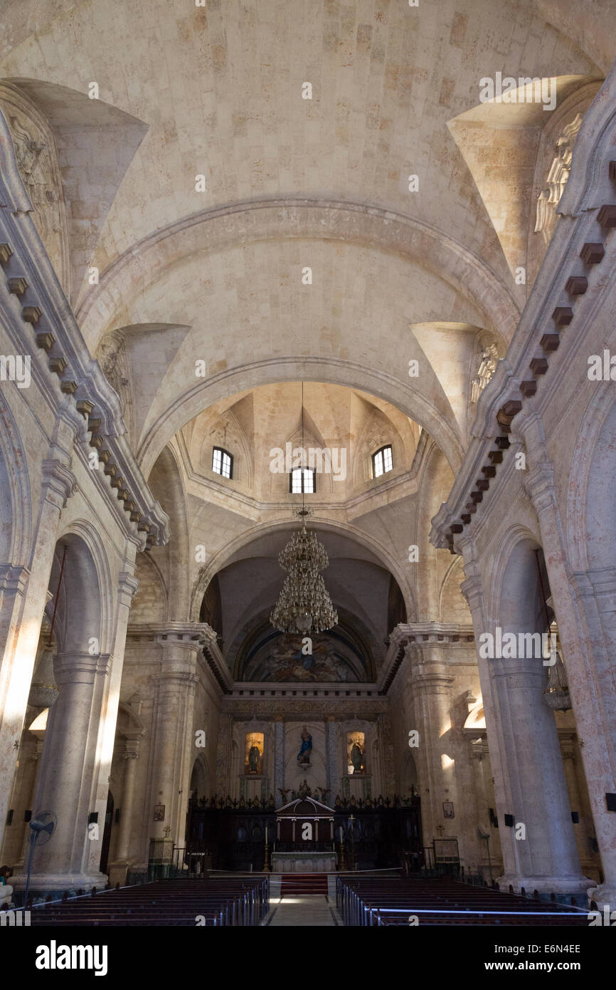 Kirchenschiff, Kathedrale der Jungfrau Maria der Unbefleckten Empfängnis, Havanna, Kuba Stockfoto