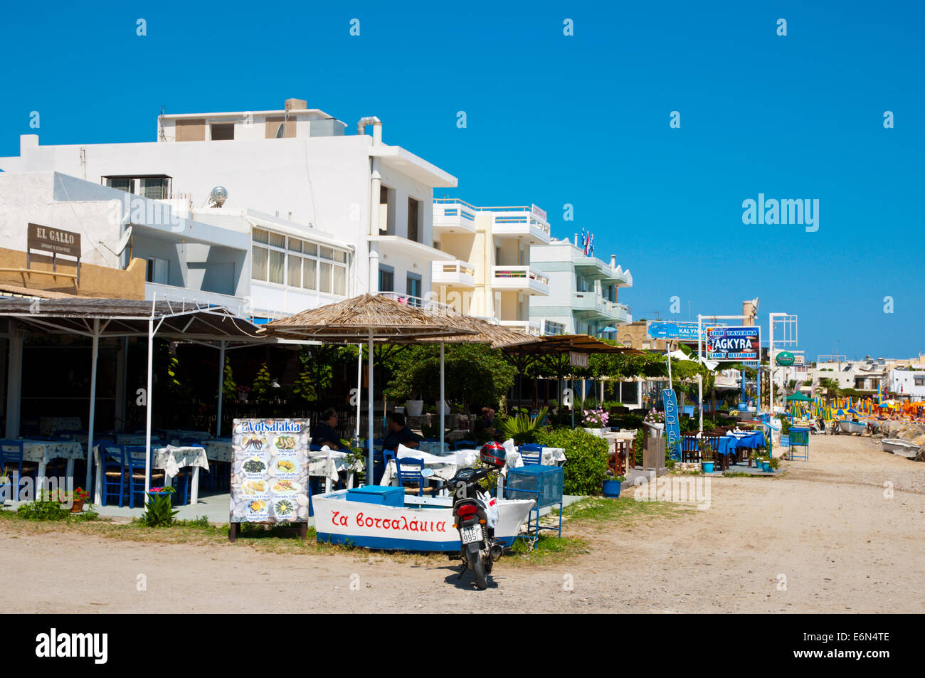 Restaurants in der Stadtstrand, Kos-Stadt, Insel Kos, Dodekanes, Griechenland, Europa Stockfoto