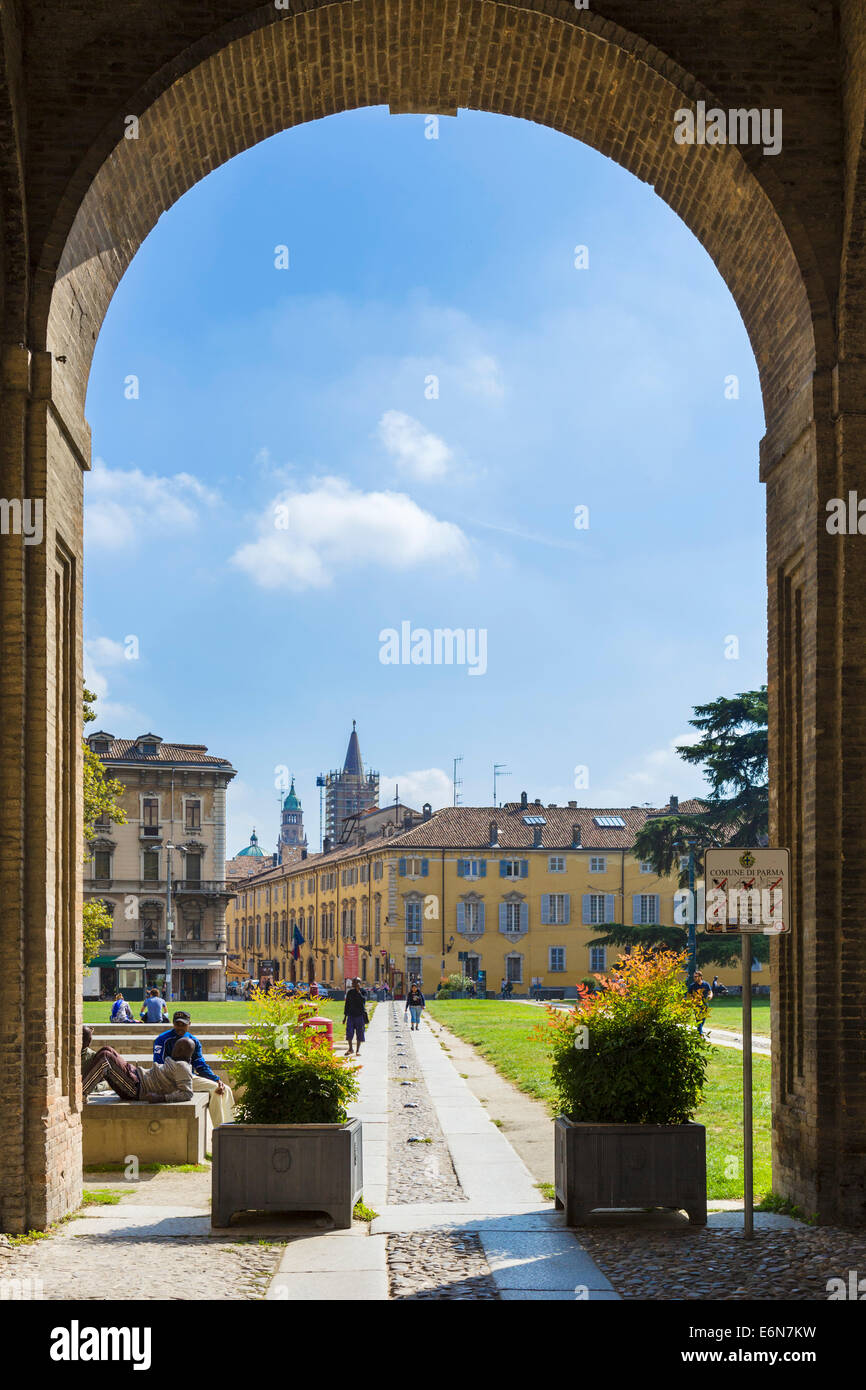 Die Altstadt von der Palazzo della Pilotta, Parma, Emilia Romagna, Italien Stockfoto