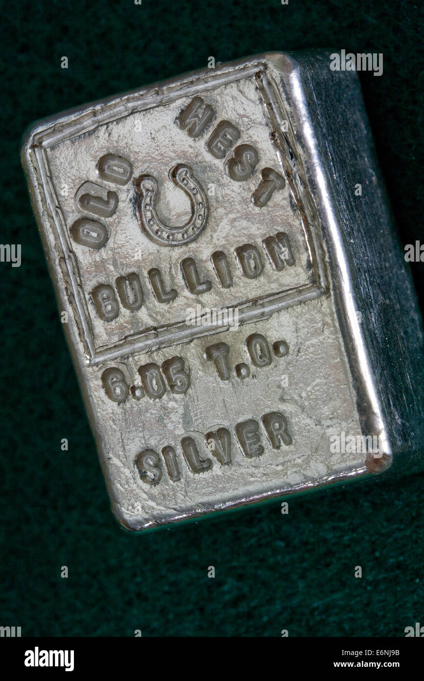 ALTE WEST BULLION - 6,05 Feinunze Silber Bar - Hufeisen Stempel Stockfoto