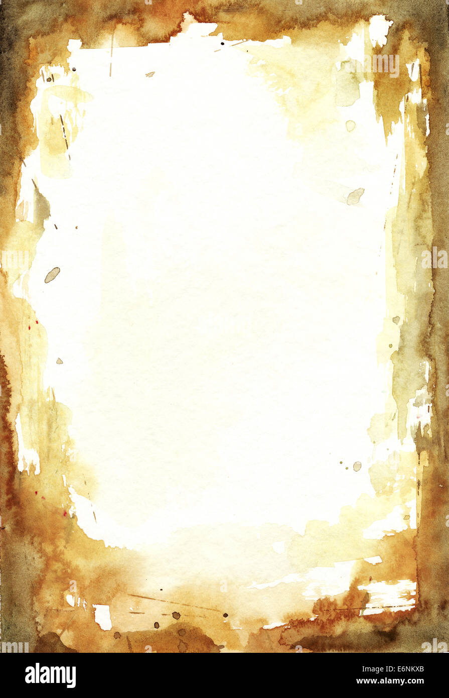 braune Aquarell Hintergrund auf Papier Stockfoto