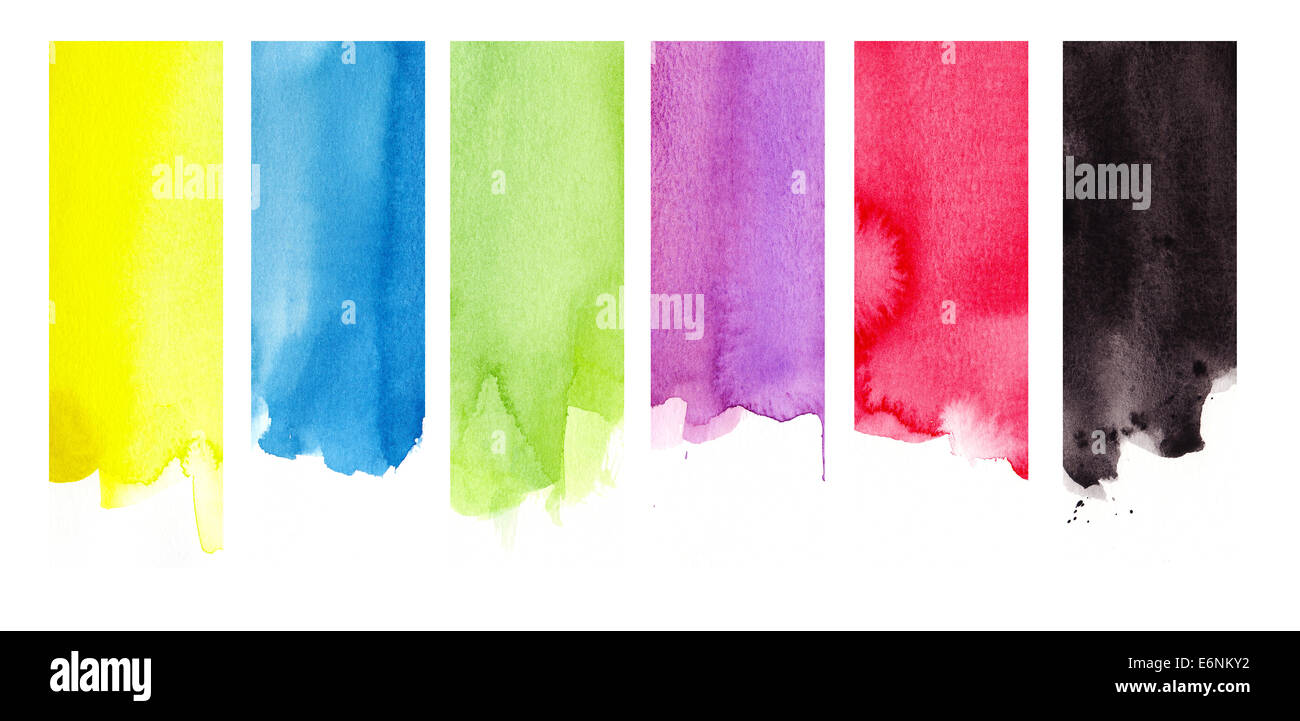sechs Streifen in Aquarell Stockfoto