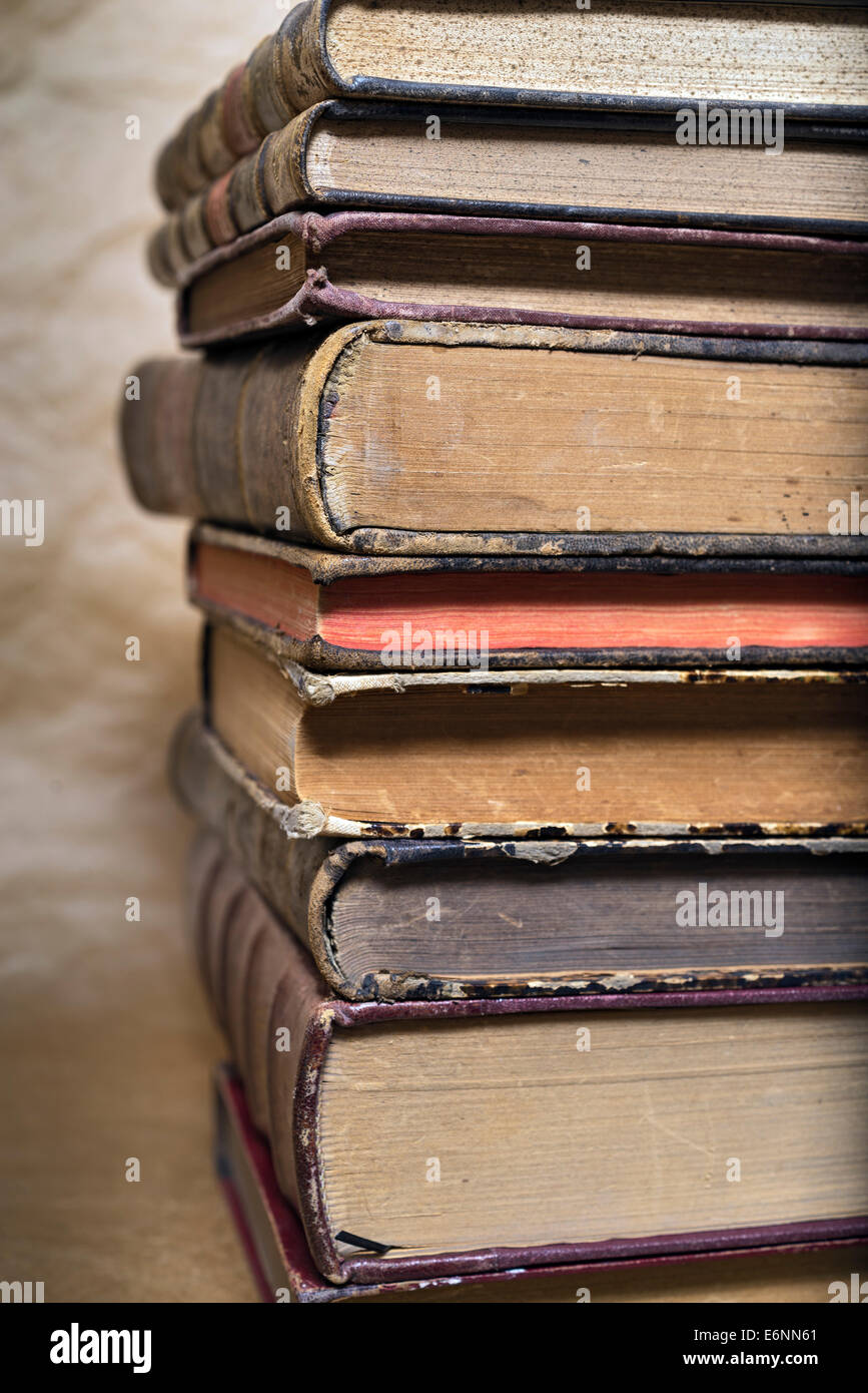 Nahaufnahme von einigen alten Büchern Stockfoto
