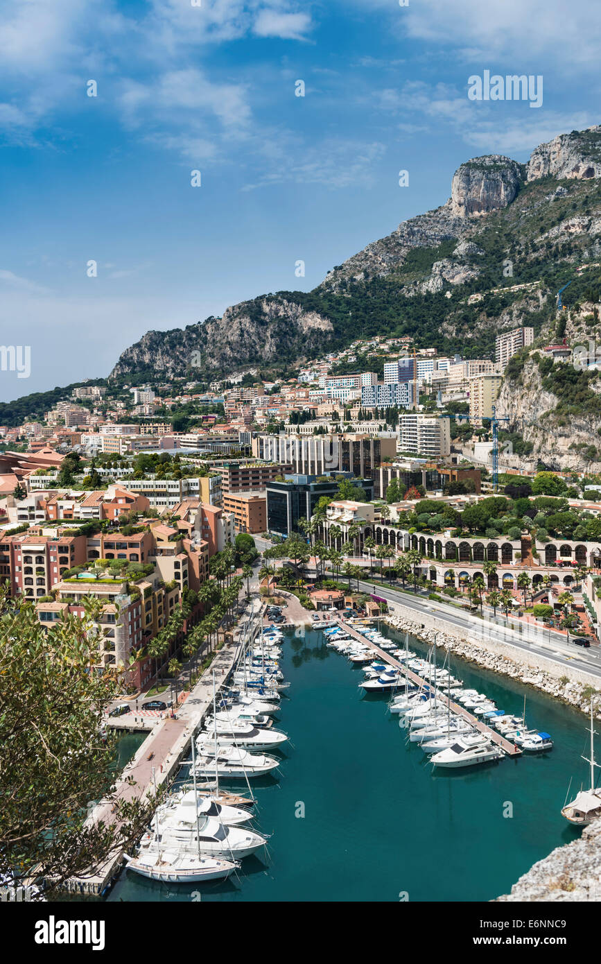 Hafen von Monaco und Monte Carlo Stadt, Monaco, Frankreich, Europa im Sommer Stockfoto