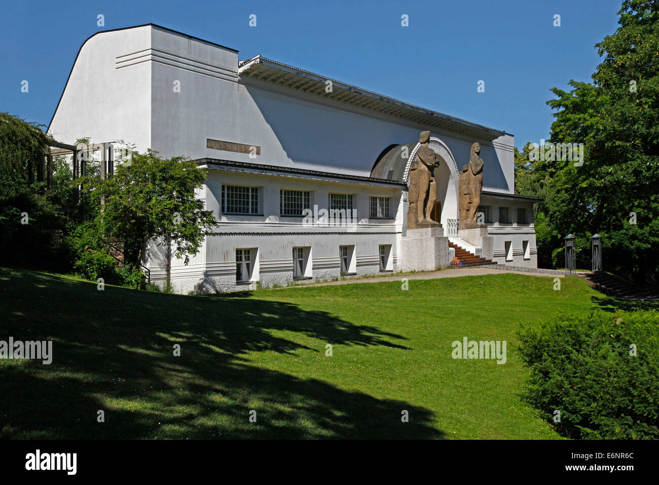 Ernst Ludwig House, Mathildenhöhe, Darmstadt, Hessen, Deutschland, The Ernst Ludwig House wurde als ein gemeinsames Atelier nach Plänen von Olbrich erbaut. Olbrich war als Architekt tätig und war die zentrale Abbildung in der Gruppe der Künstler, Stockfoto