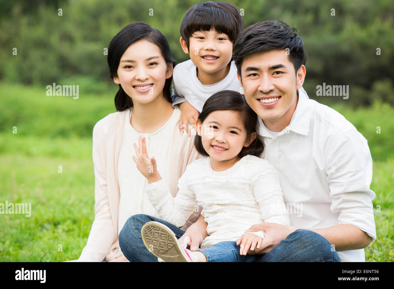 Porträt der glückliche Familie Stockfoto