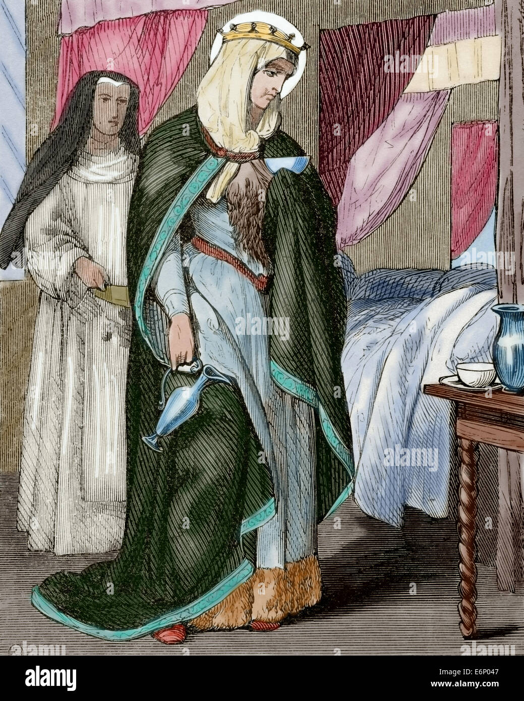 Heilige Margarete von Schottland (1045-1093). Als Margaret von Wessex und Königin Margarete von Schottland bekannt. Gravur. Farbige. Stockfoto