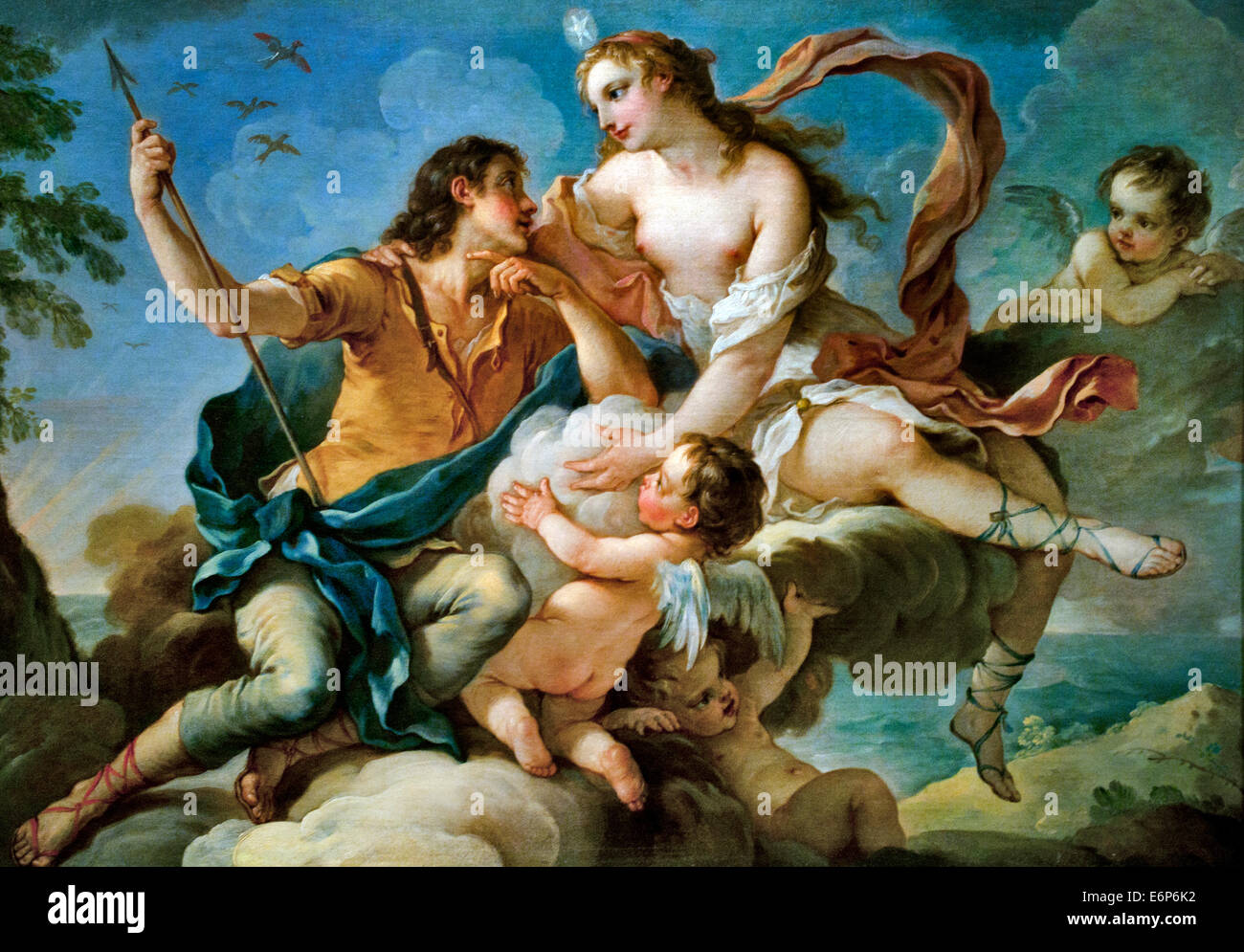 Venus und Adonis oder Aurora und Cephalus durch Charles Joseph Natoire 1700-1777 Frankreich Französisch Stockfoto