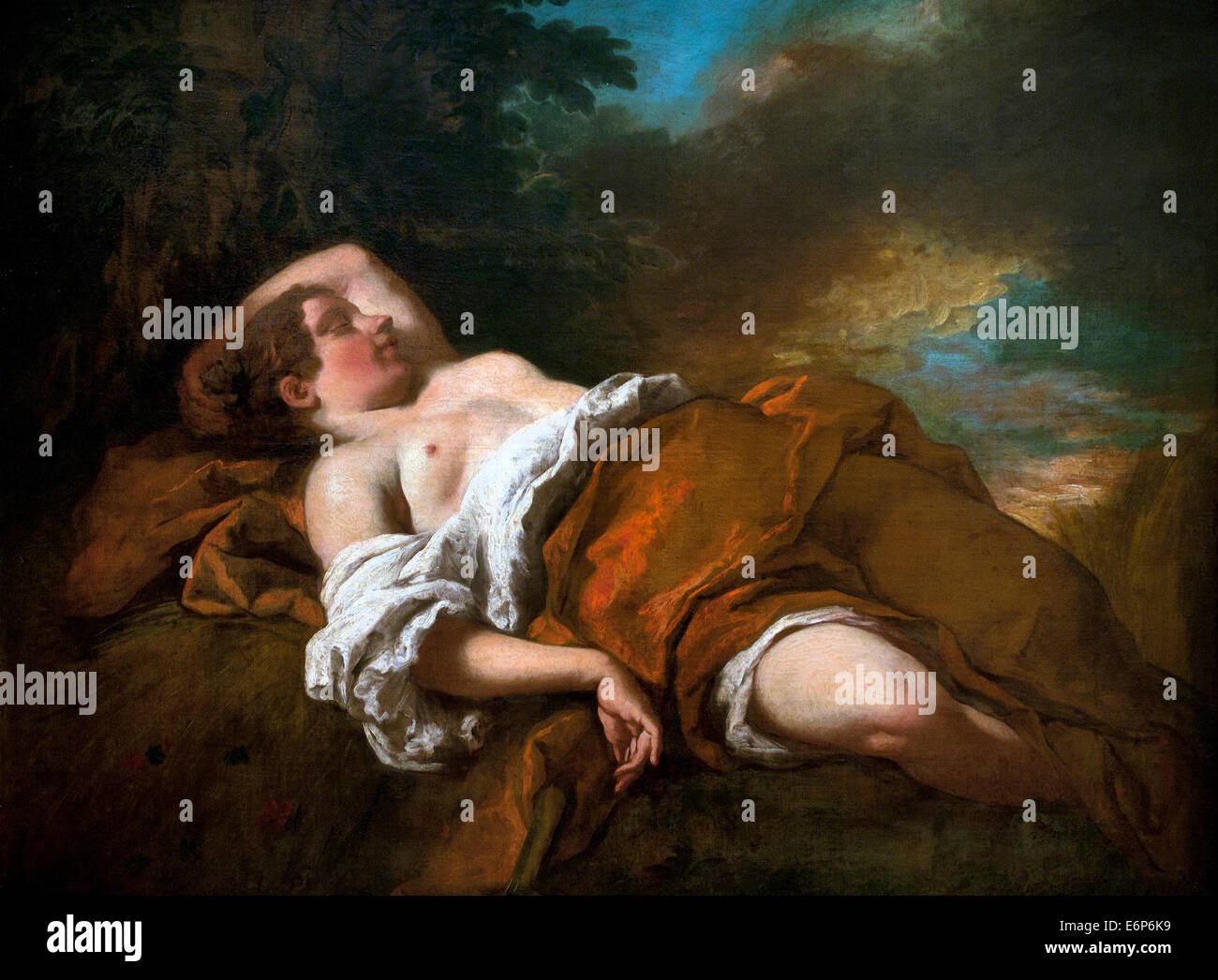 La Moissonneuse Endormie - Mähdrescher der schlafenden 1725 Jean Francois de Troy Frankreich Französisch 1674-1742 Stockfoto