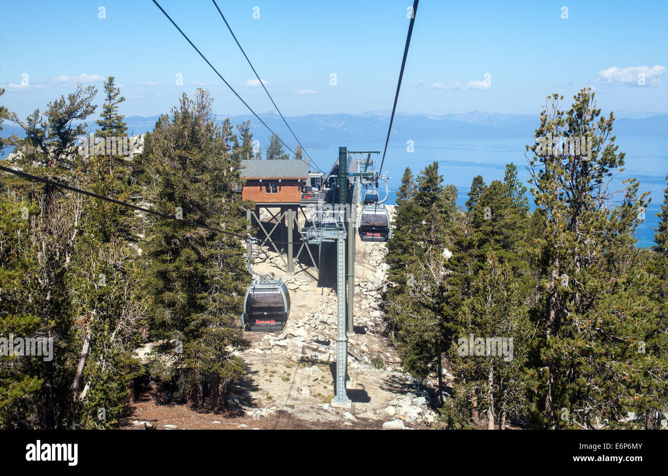 Ein Blick von der Heavenly Gondel in Lake Tahoe. Stockfoto
