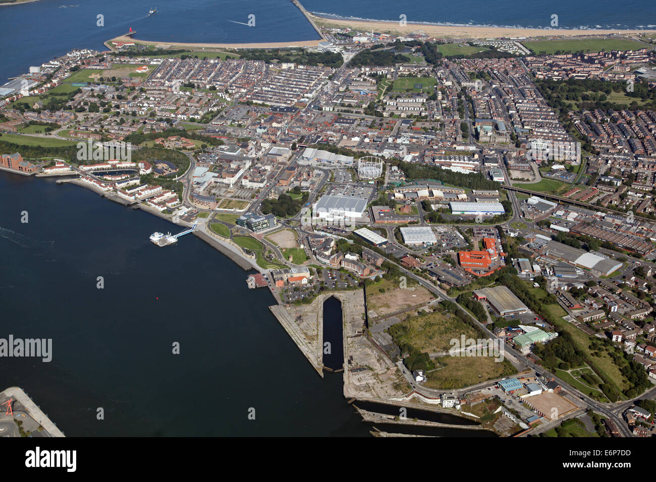 Luftaufnahme von South Shields, Tyne & tragen, UK Stockfoto