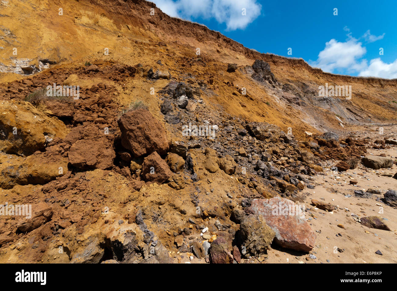 Cliff Erosion in Brook Bay auf der Isle Of Wight. Stockfoto