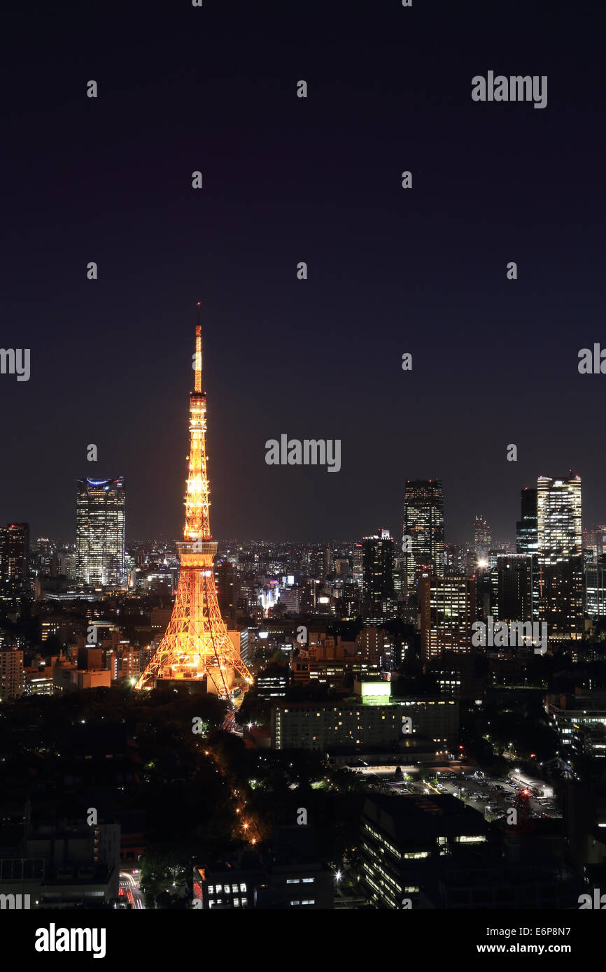 Draufsicht der Tokyo Stadtbild bei Nacht, Japan Stockfoto
