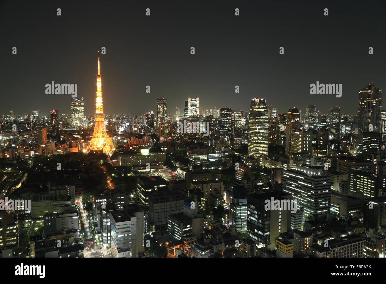 Draufsicht der Tokyo Stadtbild bei Nacht, Japan Stockfoto