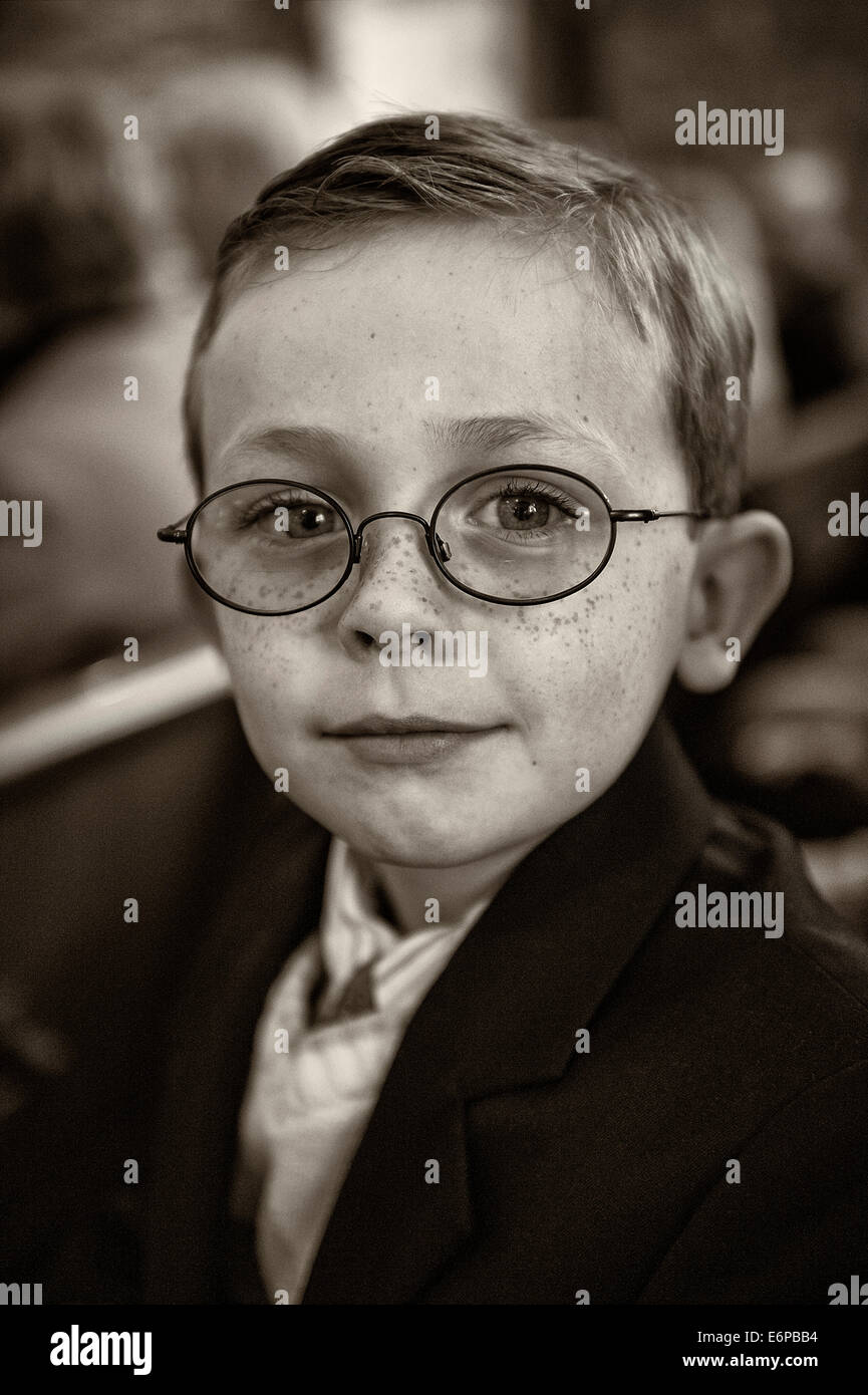 Porträt eines sieben Jahre alten Jungen. Stockfoto