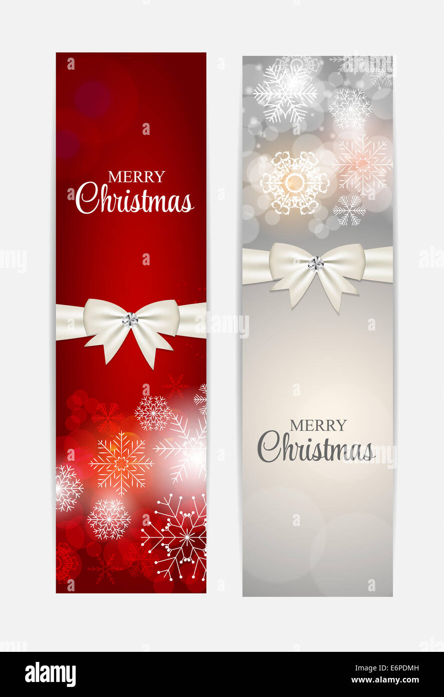 Weihnachten Schneeflocken Website-Header und Banner gesetzt Hintergrund Ve Stockfoto