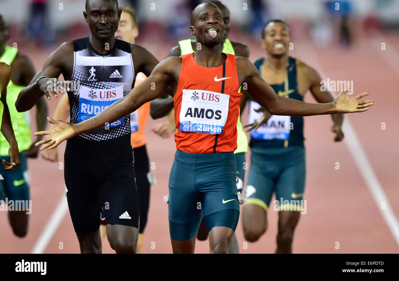 Zürich, Schweiz. 28. August 2014. Astranaar Amos gewinnt die 800m bei der IAAF Diamond League-Leichtathletik-Meeting in Zürich Credit: Erik Tham/Alamy Live News Stockfoto