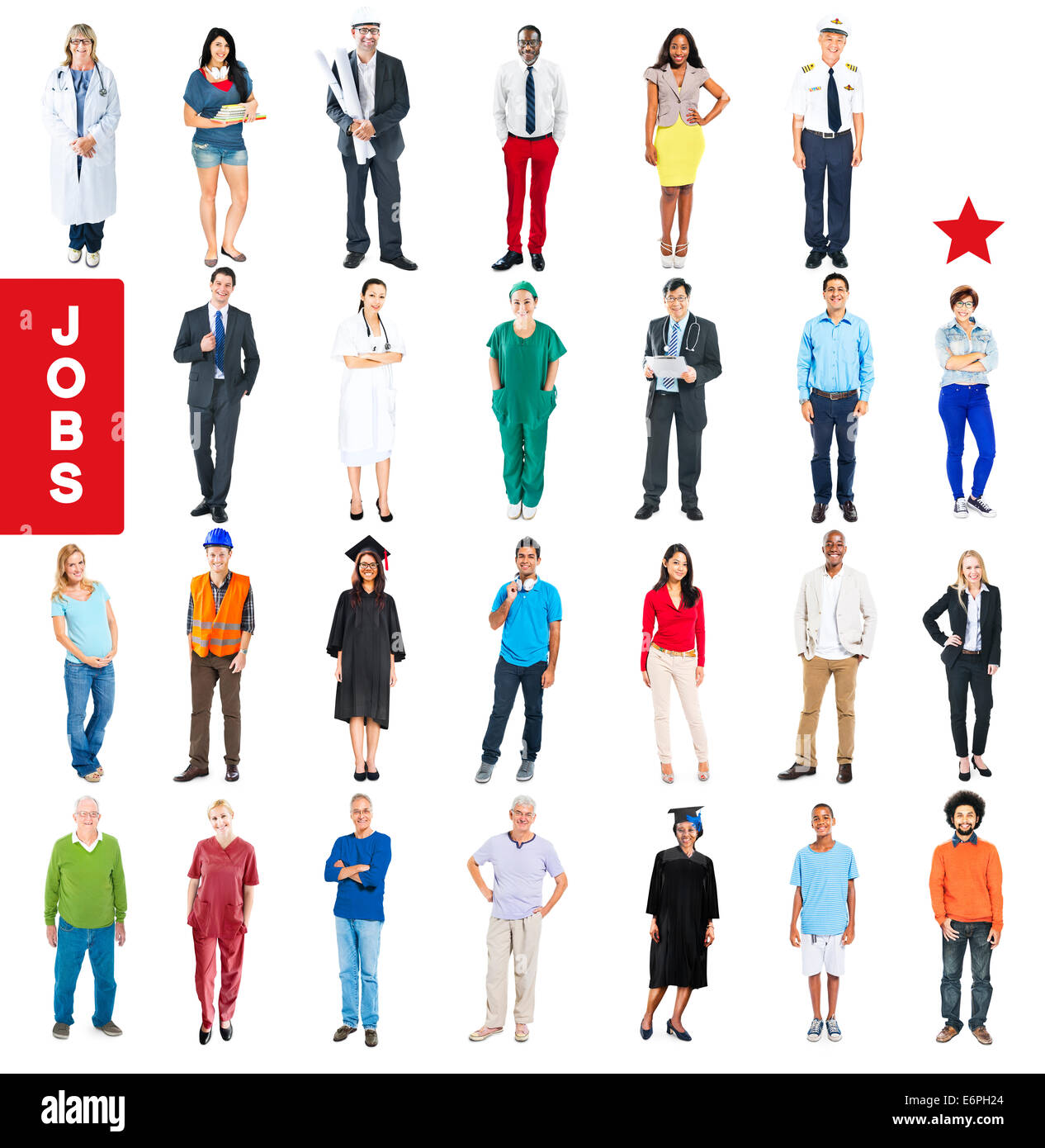 Multiethnische Gruppen in verschiedenen Jobs Stockfoto
