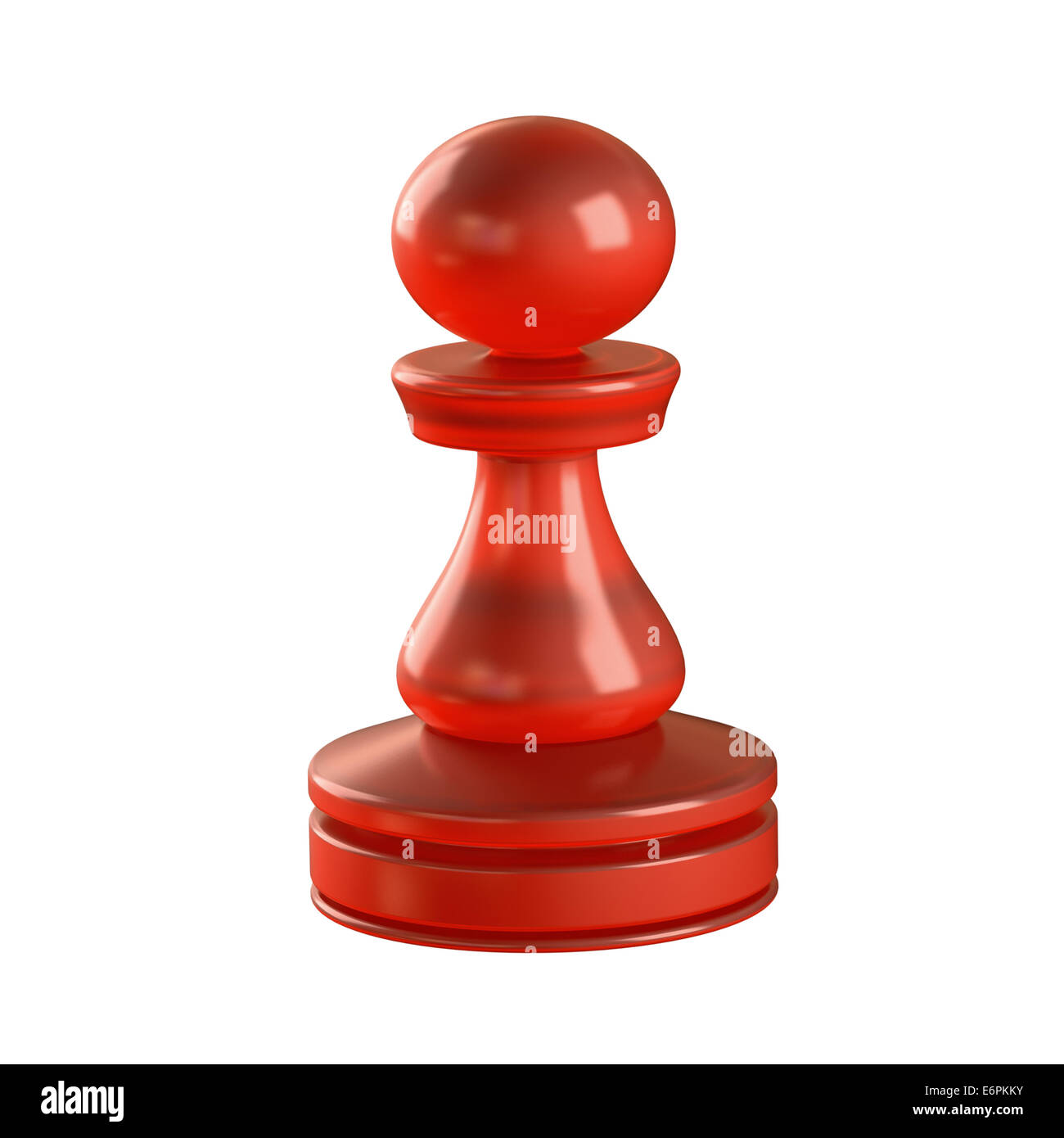 Rote Glas Schachfigur isoliert. Clipping-Pfad enthalten. Stockfoto