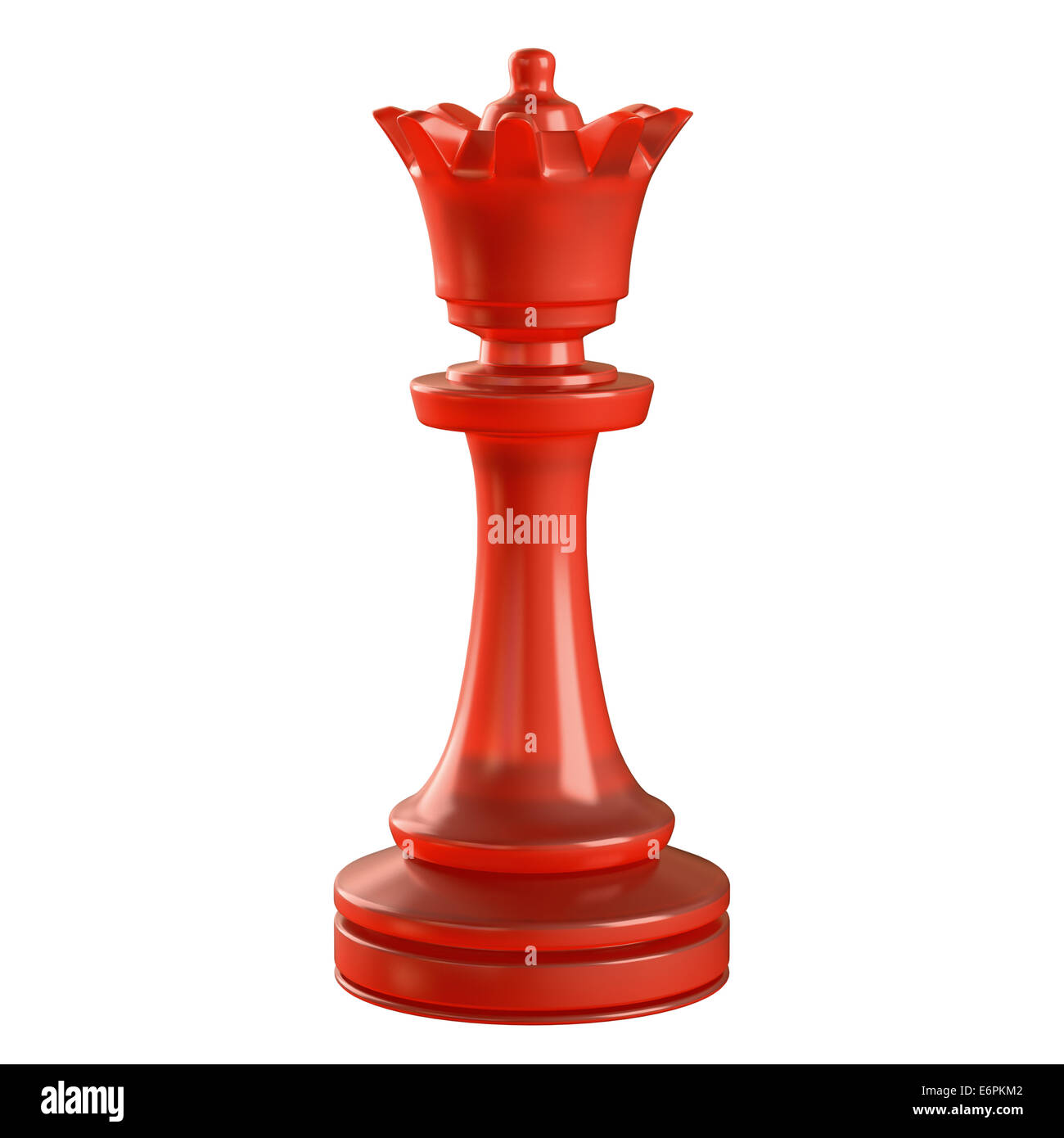 Rote Glas Schachfigur isoliert. Clipping-Pfad enthalten. Stockfoto