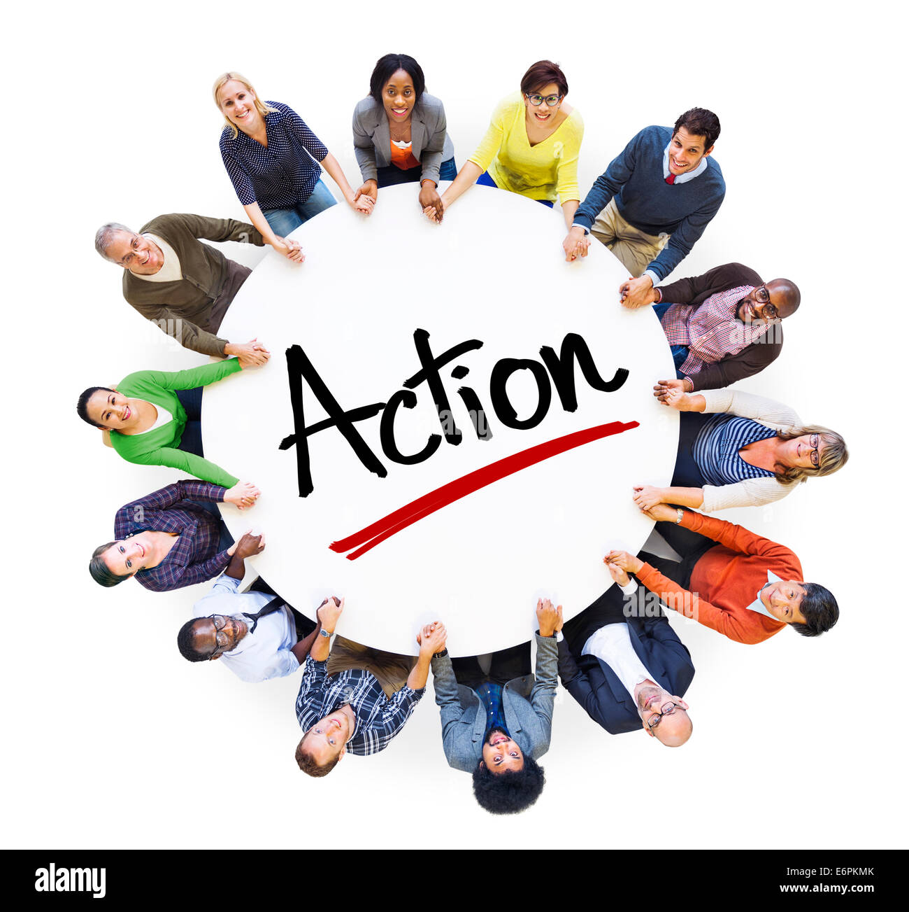 Multiethnische Gruppe von Menschen und Action-Konzepte Stockfoto