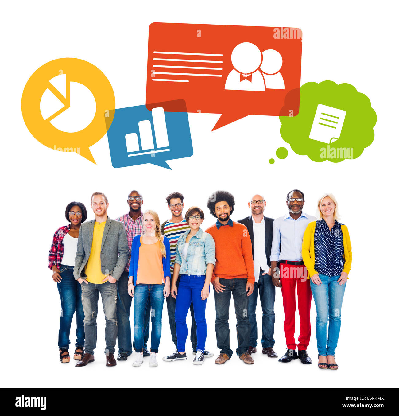 Gruppe von unterschiedlichen Menschen zusammenstehen Stockfoto