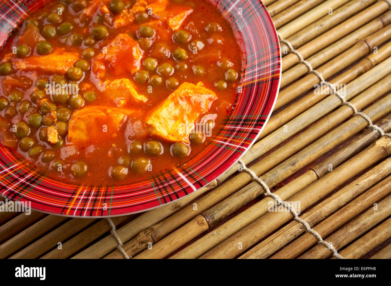 Mattar Paneer - ist ein vegetarisches Nord indische Gericht bestehend aus Erbsen und Käse des Landwirts in einer Basis Tomatensauce, [1] gewürzten Witz Stockfoto