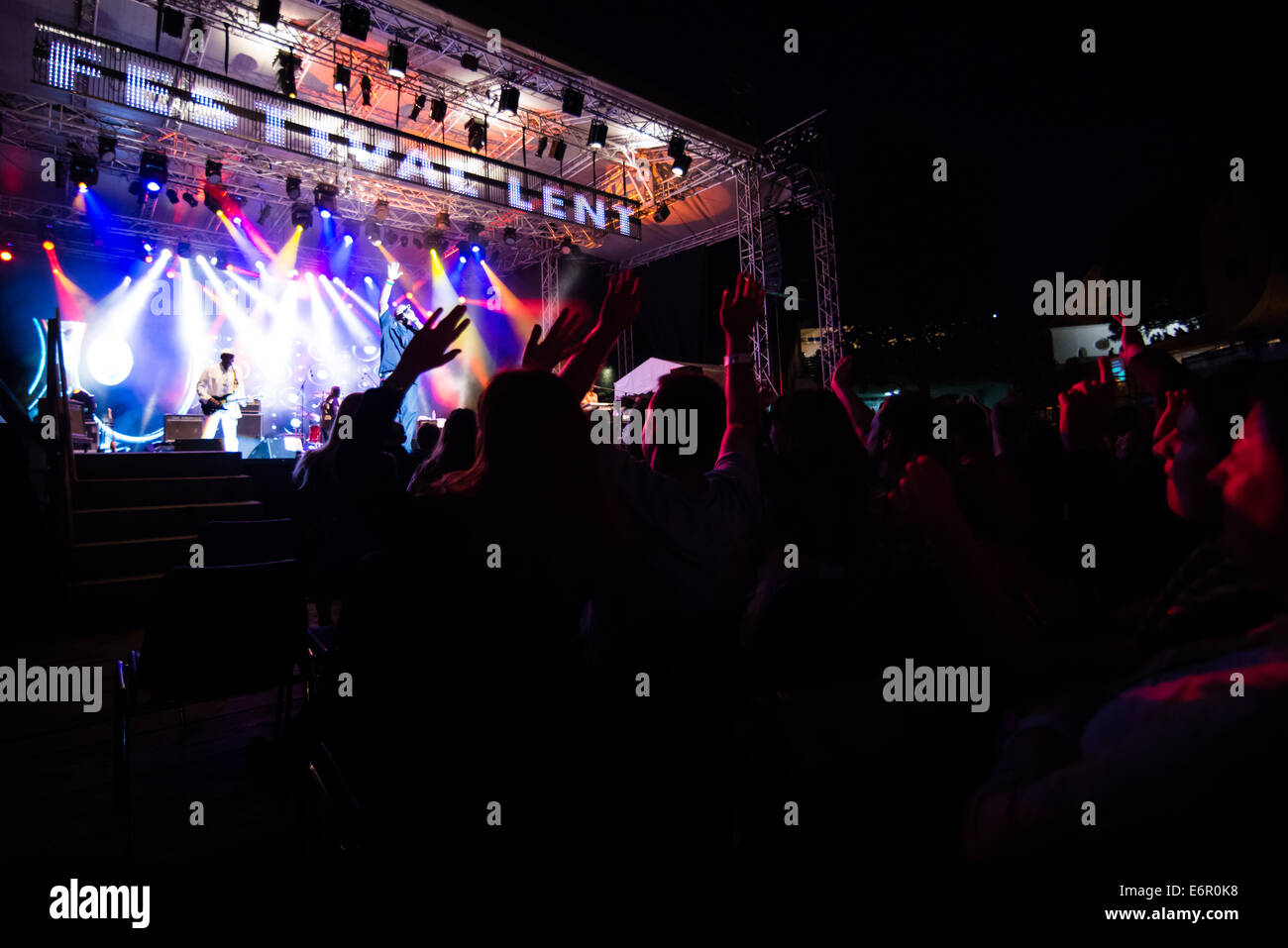 Innenkreis, jamaikanische Reggae-Gruppe, als Headliner des Festivals Lent, Maribor, Slowenien, 4. Juli 2014 Stockfoto