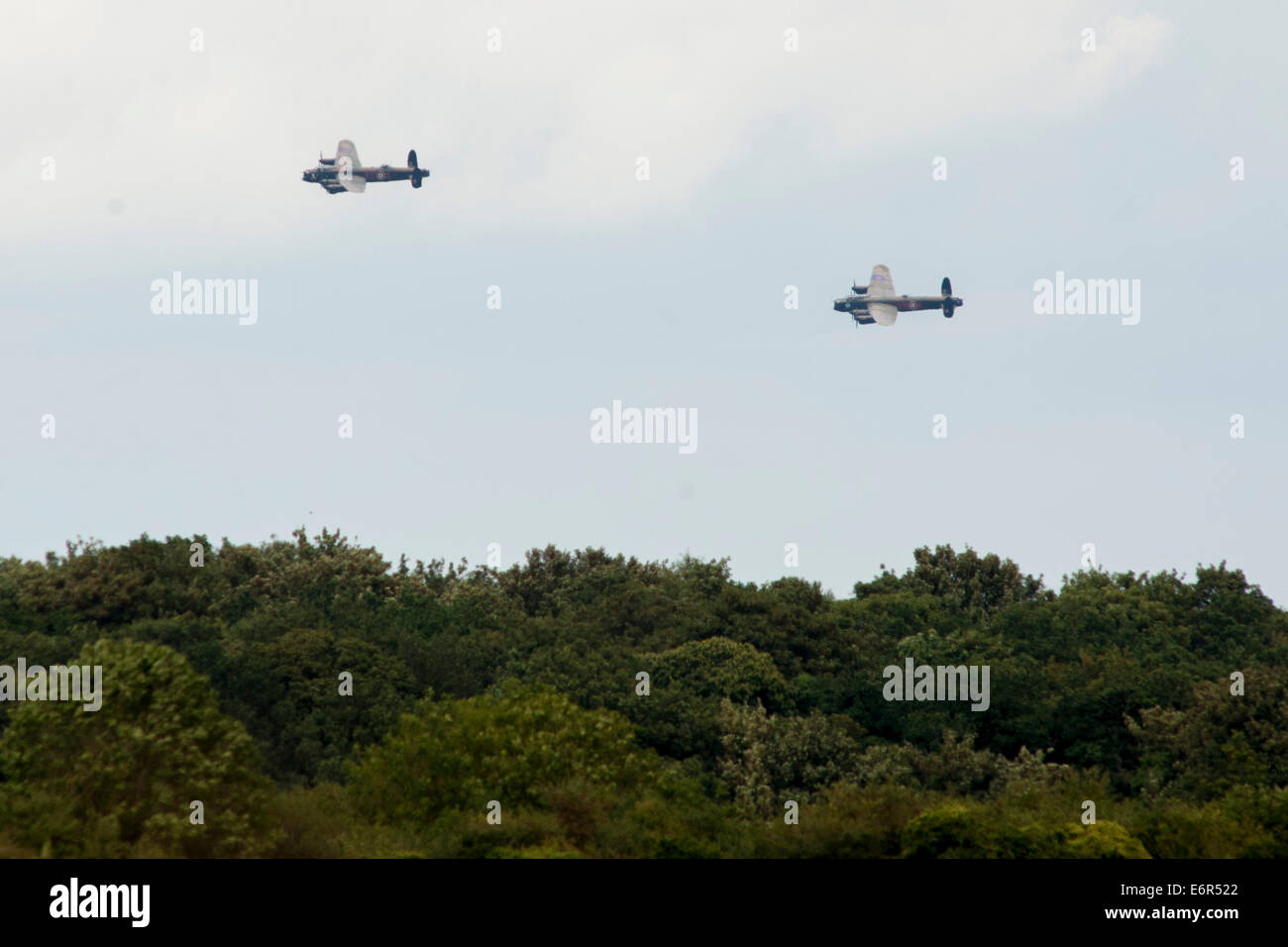 The Battle of Britain Memorial Flight Lancaster PA474 and Canadian Warplane Heritage Museum Lancaster FM213 an RAF Marham Stockfoto