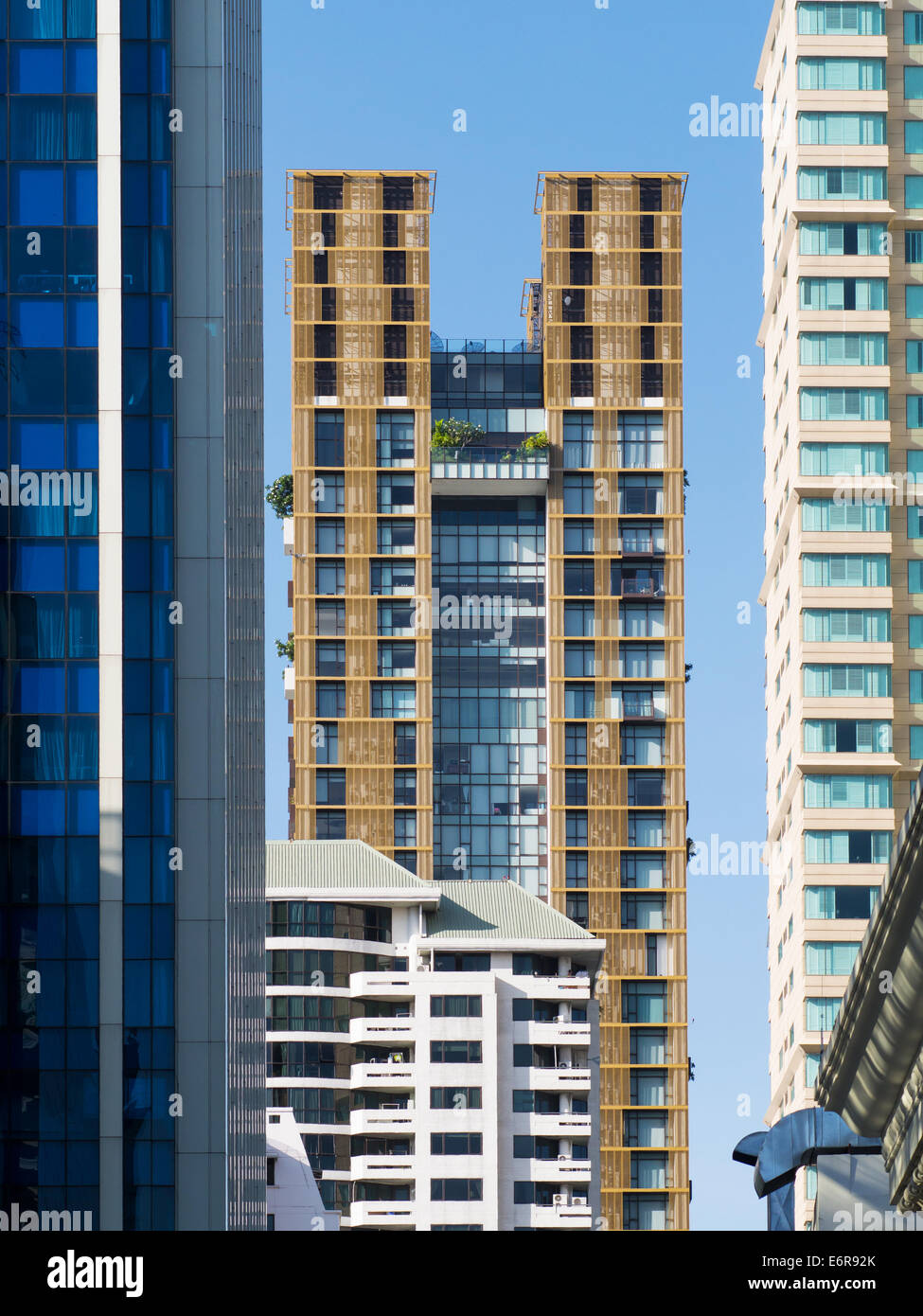 Apartment-Hochhäuser in Bangkok, der Hauptstadt von Thailand. Stockfoto