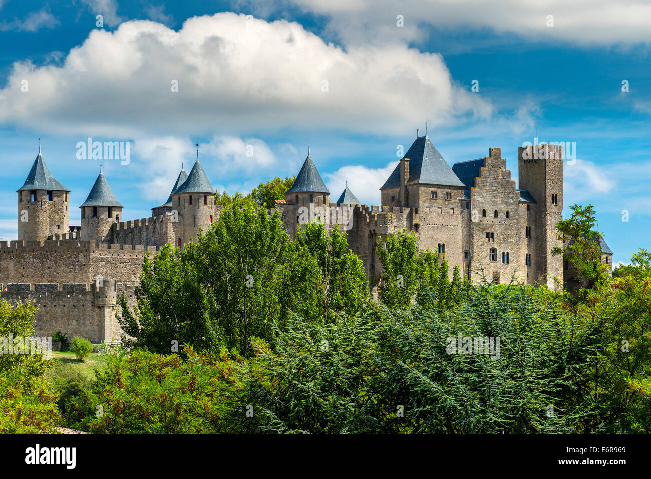 Chateau Comtal, Carcassonne, Languedoc-Roussillon, Frankreich Stockfoto