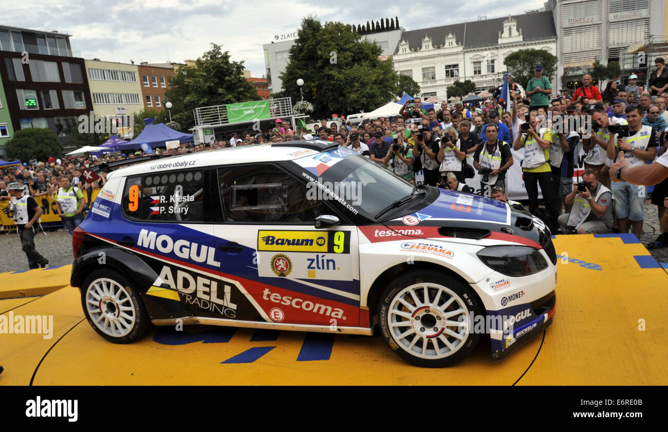 Zlin, Tschechische Republik. 29. August 2014. Roman Kresta und Petr Stary, Skoda Fabia S2000, Tschechische Republik, Barum Rallye Intercontinental Rally Challenge (IRC) und internationalen Motorsport Meisterschaft der Tschechischen Republik in Zlin, Tschechische Republik, 29. August 2014. Bildnachweis: Dalibor Gluck/CTK Foto/Alamy Live-Nachrichten Stockfoto