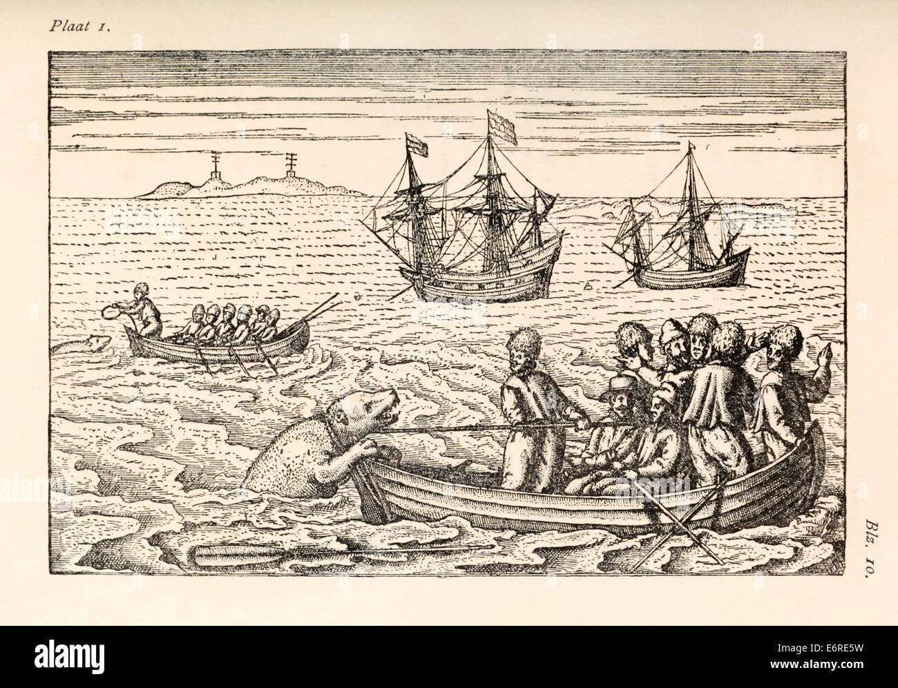 Willem Barentsz (1550-1597) Illustration von Henricus Hondius (1573 –1650). Siehe Beschreibung für weitere Informationen. Stockfoto