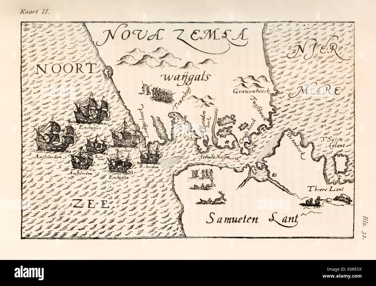 Willem Barentsz (1550-1597) Illustration von Henricus Hondius (1573 –1650). Siehe Beschreibung für weitere Informationen. Stockfoto