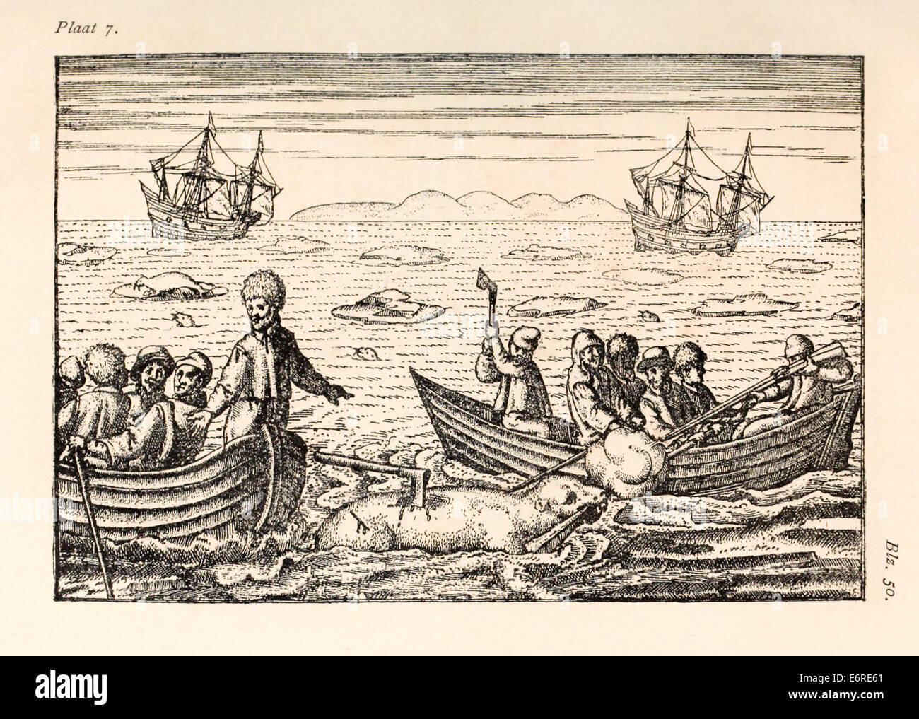 Willem Barentsz (1550-1597) Illustration von Henricus Hondius (1573 –1650). Siehe Beschreibung für weitere Informationen. Stockfoto