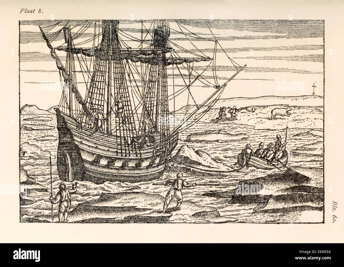 Willem Barentsz (1550-1597) Illustration von Henricus Hondius (1573 –1650). Siehe Beschreibung für weitere Informationen. Stockfoto