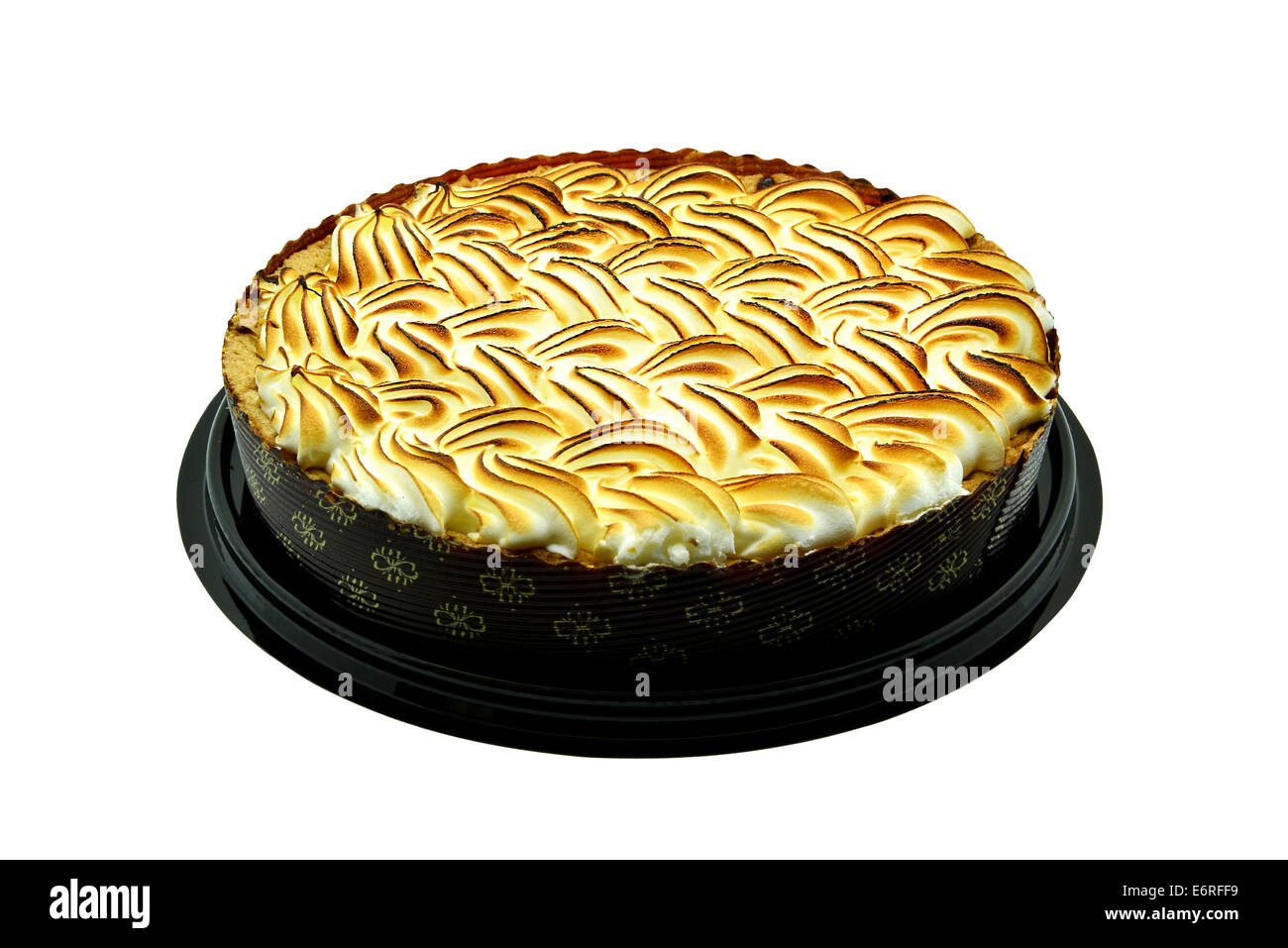Leckere Lemon Meringue Pie. Isoliert auf weißem Hintergrund. Stockfoto