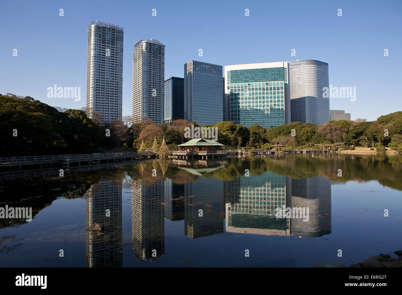 Hama-Rikyu-Garten in der Stadt, Tokio, Japan Stockfoto