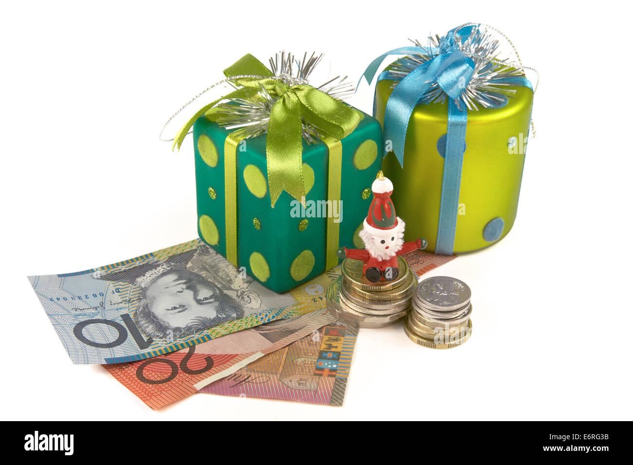 Weihnachten, ausgeben oder sparen mit der australische Dollar Stockfoto