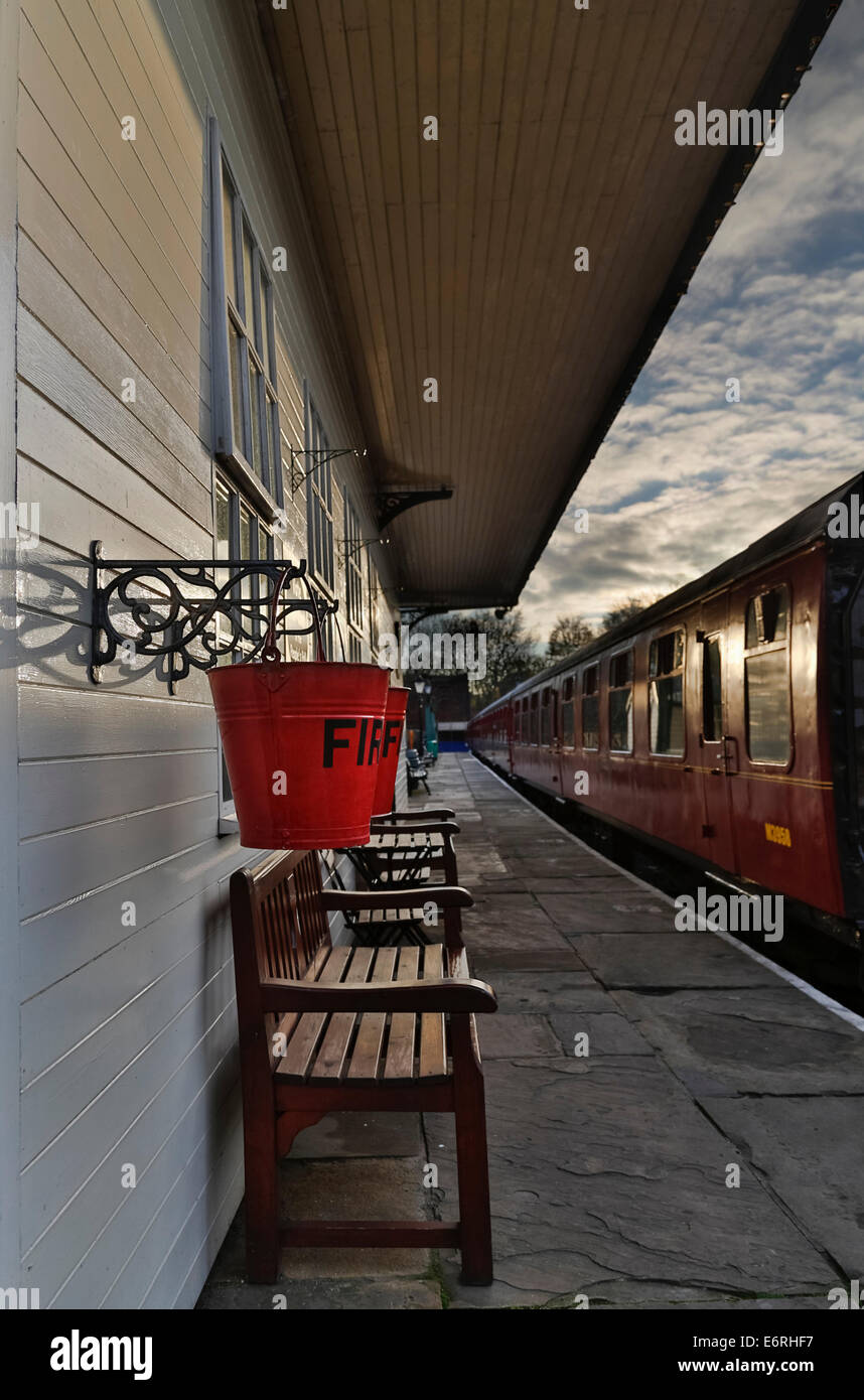 Einem alten Bahnhof in Elsecar Heritage Centre in Yorkshire. Stockfoto
