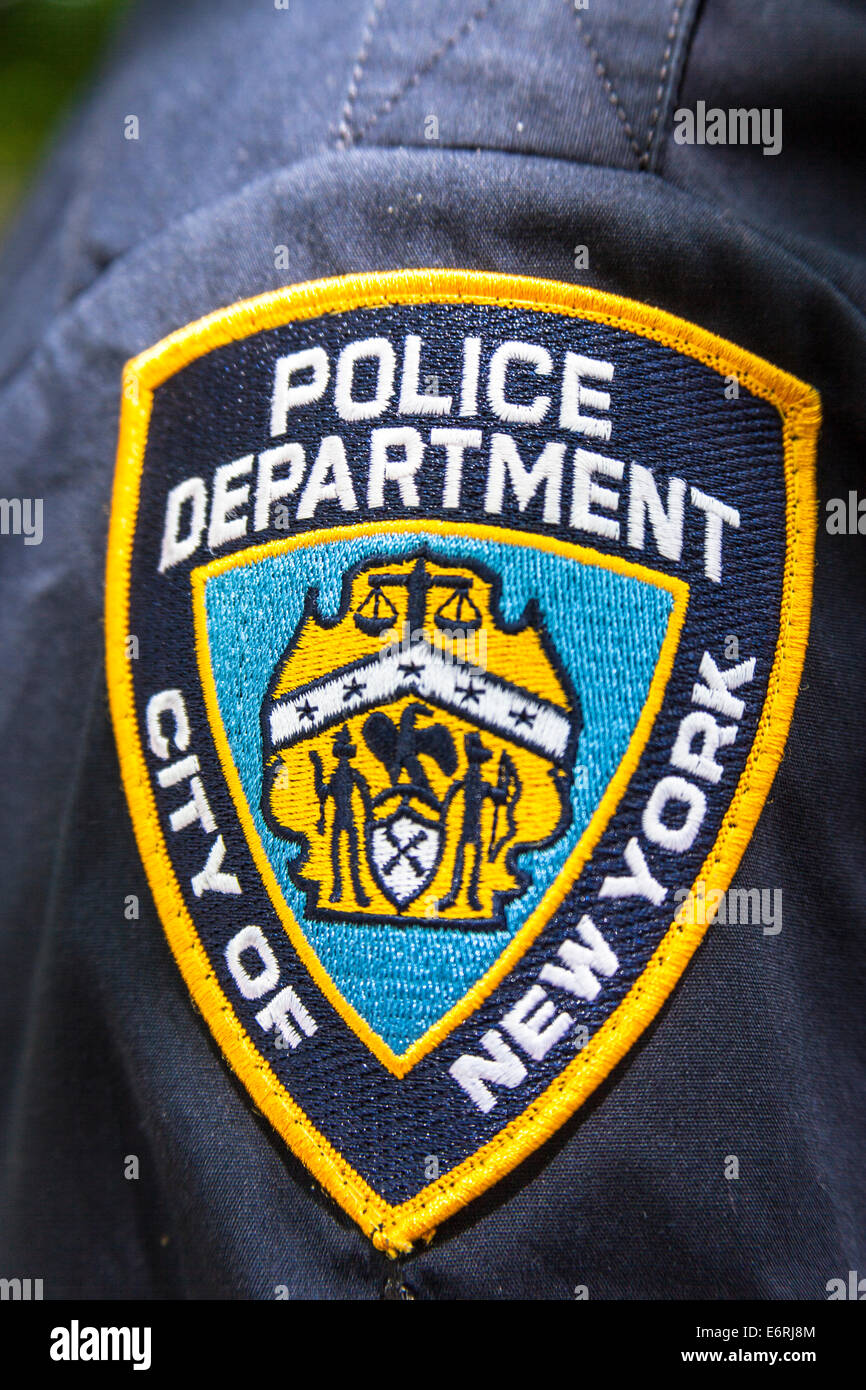 New York Police Department Abzeichen auf Polizisten Hemd, NYPD, Manhattan, New York City, New York, USA Stockfoto