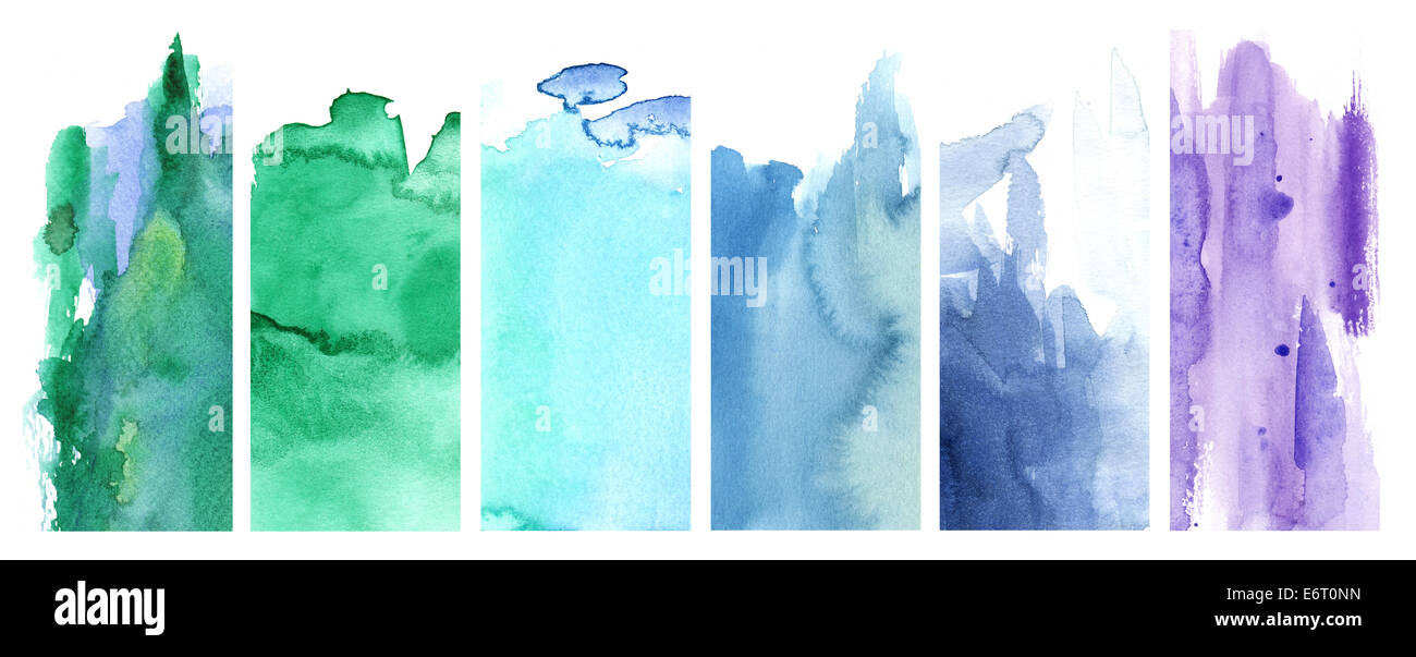Bunte abstrakte Streifen in Aquarell Stockfoto