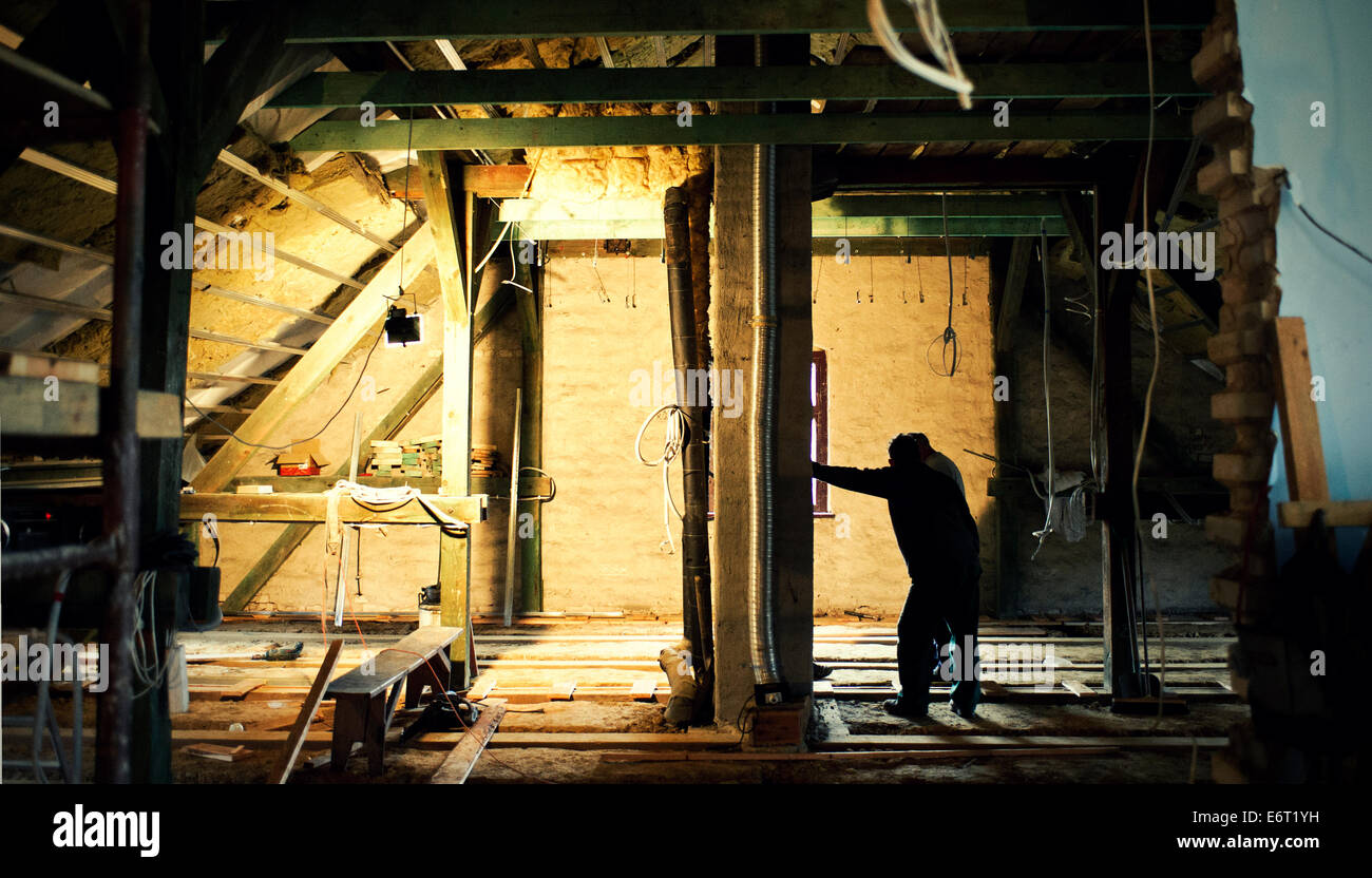 Arbeiter auf der Baustelle Stockfoto
