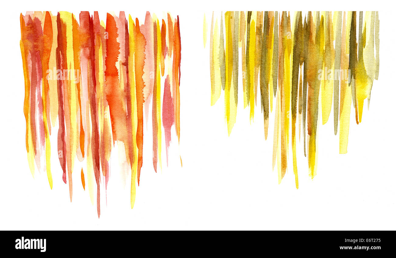 Gelbe und rote Aquarell Streifen Stockfoto