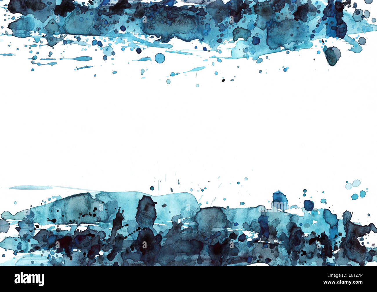 Aquarell Tinte auf weißem Papier Stockfoto