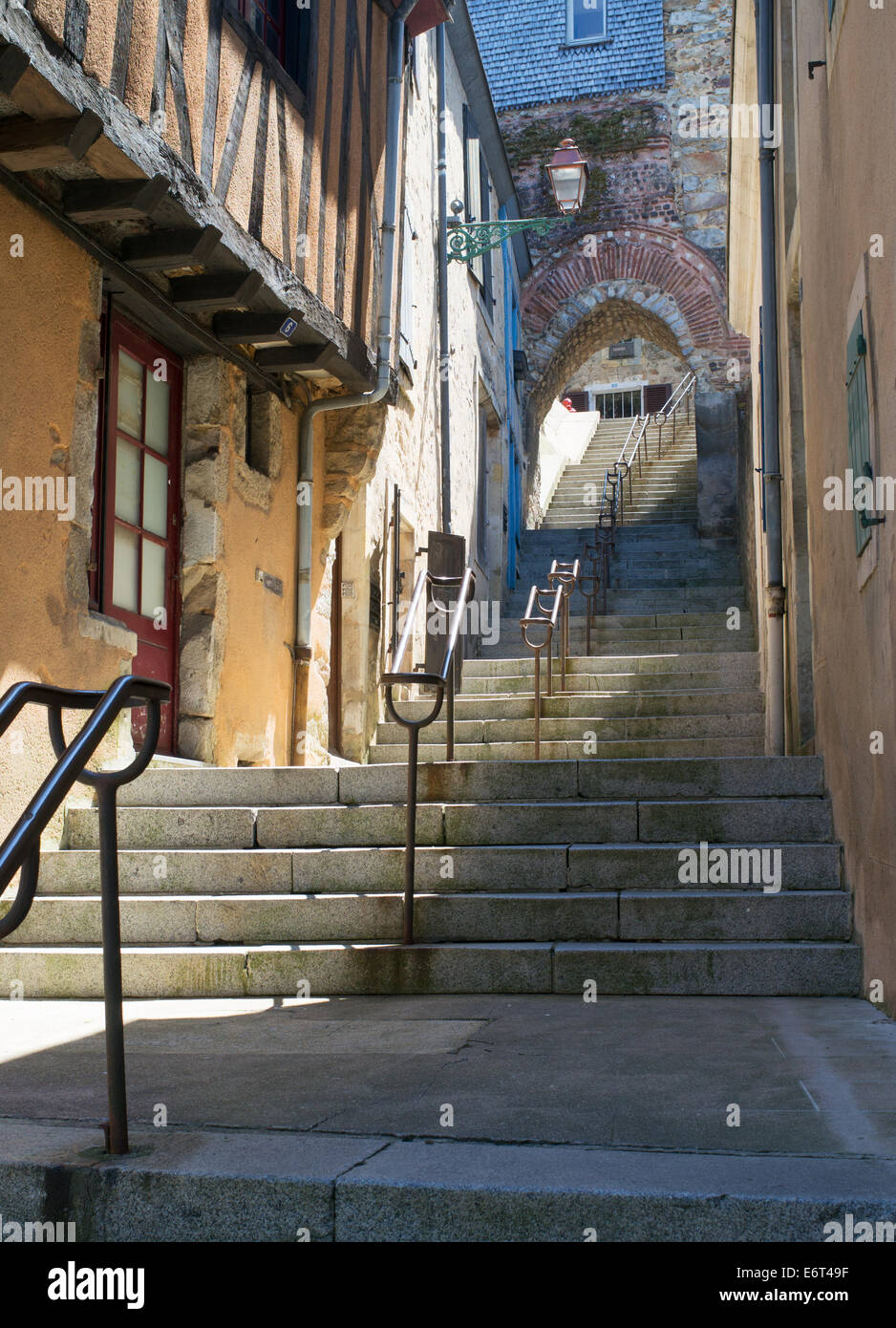 Alte Steintreppe L'escalier de Grande Poterne, Le Mans, Frankreich, Europa Stockfoto