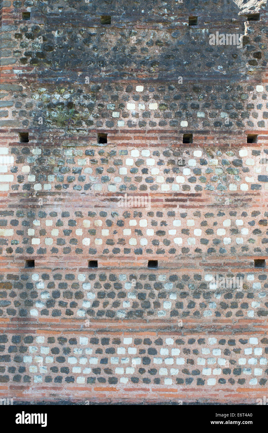 Detail der römischen Mauer Le Mans, Frankreich, Europa Stockfoto