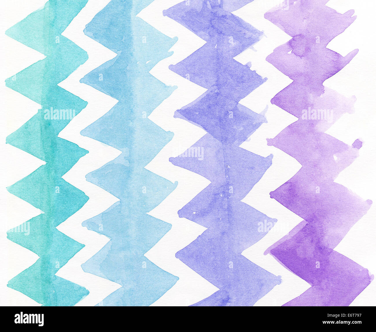 Vier farbige Aquarell Linien auf weißem Hintergrund Stockfoto