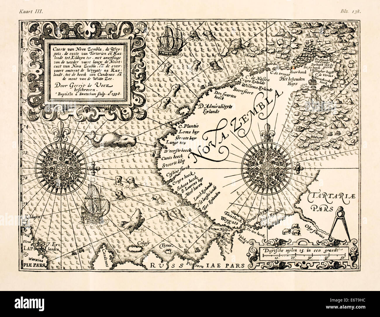 Willem Barentsz (1550-1597) Illustration von Henricus Hondius (1573 –1650). Siehe Beschreibung für weitere Informationen. Stockfoto